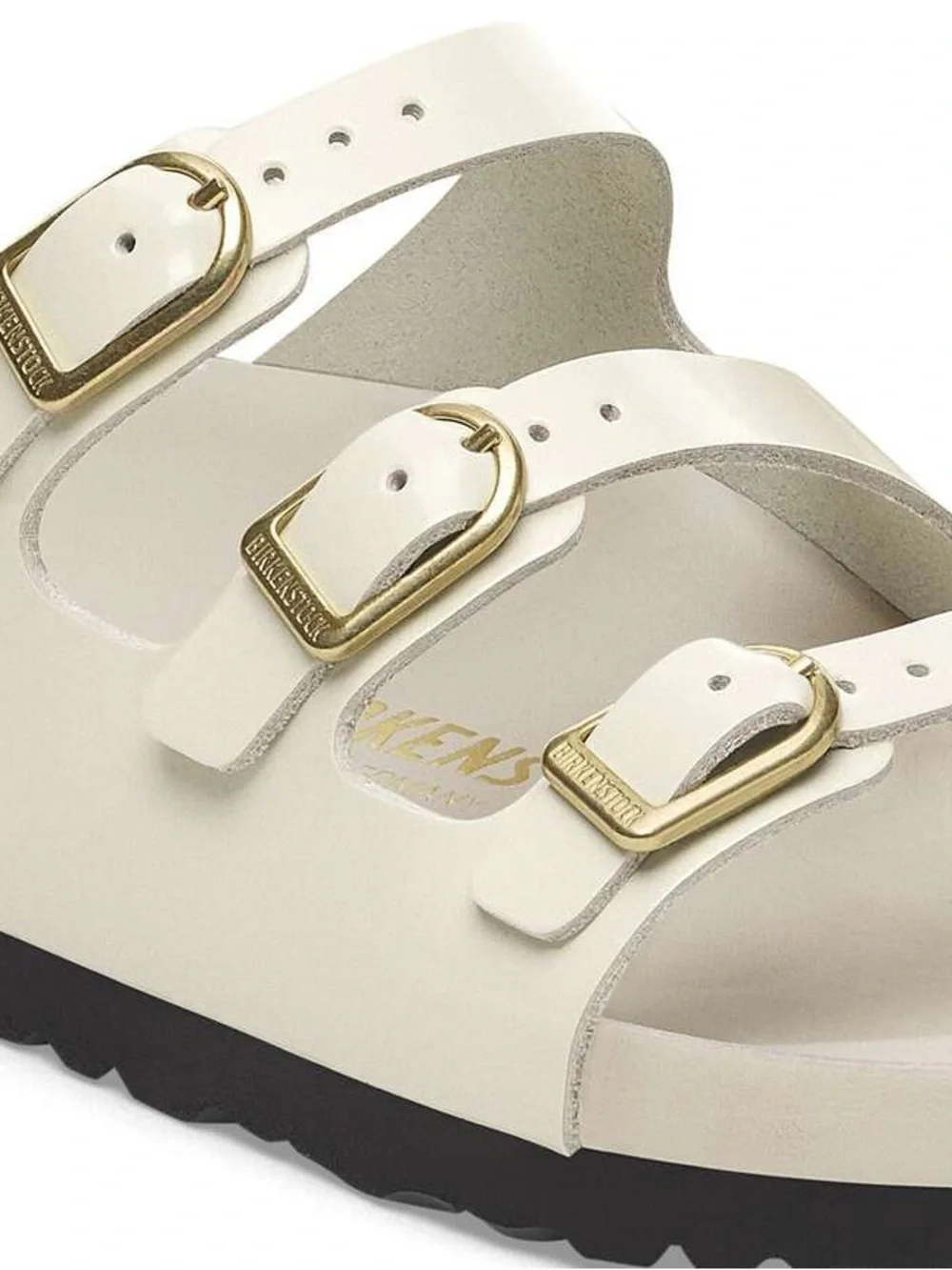 Birkenstock Florida Fresh Sandal in Ecru with Gold Buckles Size 9 NEW